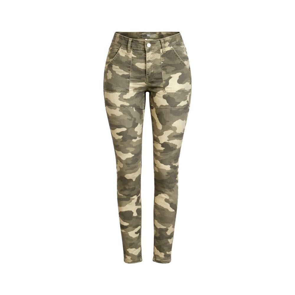 Seven7 Sz 12 Green Gray Camo Utility Ankle Skinny Jeans Concrete Camouflage Deni
